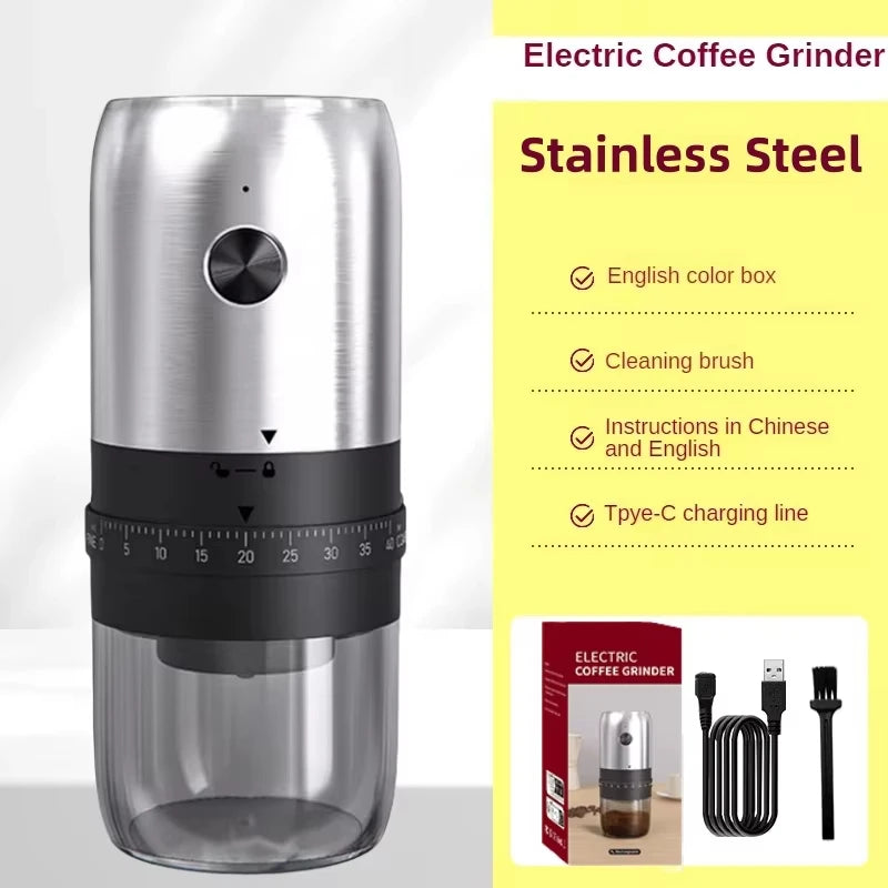 Portable 1800mAh Electric Coffee Bean Grinder 40 Gears External Adjustable Home Rechargeable Grinders Household Coffee Machine